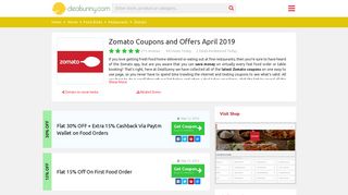 10 Zomato Coupons & Offers - Verified 17 minutes ago - DealSunny
