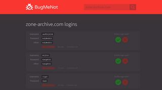 zone-archive.com passwords - BugMeNot