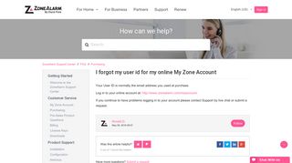 I forgot my user id for my online My Zone Account – ZoneAlarm ...