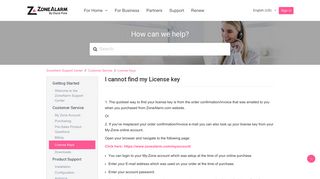 I cannot find my License key – ZoneAlarm Support Center