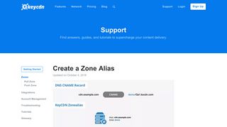 Create a Zone Alias - KeyCDN Support