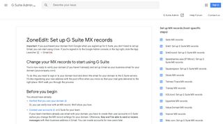 ZoneEdit: Set up G Suite MX records - G Suite Admin Help