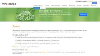 Single Sign On(SSO) solution for Zoniac - miniOrange
