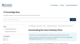 Downloading the Zoom Desktop Client | Zoom | IT Knowledge Base