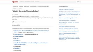 What is the cost of Zoominfo Pro? - Quora