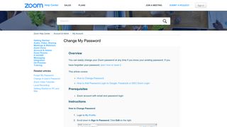 Change My Password – Zoom Help Center - Zoom Support