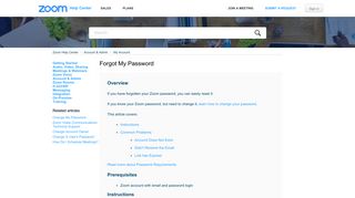 Forgot My Password – Zoom Help Center - Zoom Support