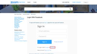Login With Facebook – Zoom Help Center - Zoom Support