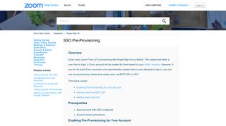 SSO Pre-provisioning – Zoom Help Center - Zoom Support