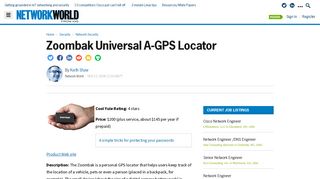 Zoombak Universal A-GPS Locator | Network World