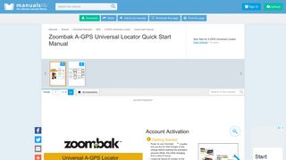 Zoombak A-GPS Universal Locator Quick Start Manual - ManualsLib