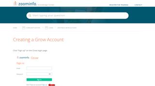 ZoomInfo — Creating a Grow Account