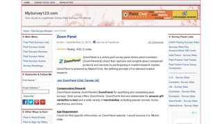 Zoom Panel Survey Panel Review & Ratings - MySurvey123