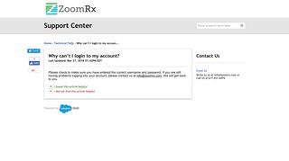ZoomRx, Inc. | Why can't I login to my account?