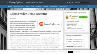 • ZoomTrader Demo Account • - 7 Binary Options