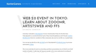 Web 2.0 event in Tokyo: Learn about Zooomr, Artistsweb and FF3 ...