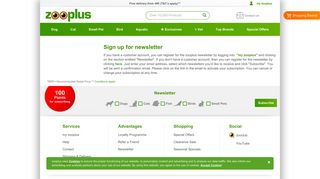 Sign up for newsletter - ZooPlus