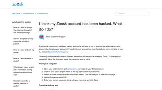 I think my Zoosk account has been hacked. What do I do? – Help Center