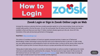 Zoosk Login or Sign in Zoosk Online Login on Web - Readymag