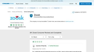 Top 375 Reviews and Complaints about Zoosk - ConsumerAffairs.com