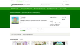 Zoo U Review for Teachers | Common Sense Education