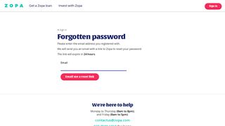 Forgotten password | Zopa loans | Zopa.com