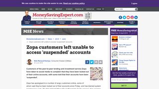 Zopa customers left unable to access 'suspended' accounts