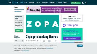 Zopa gets banking license - Finextra Research