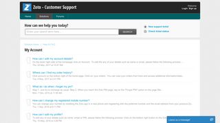 My Account : Zoto - Customer Support