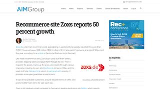 Recommerce site Zoxs reports 50 percent growth - AIM Group