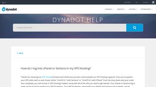 How do I log into zPanel or Sentora in my VPS Hosting? - Dynadot.com