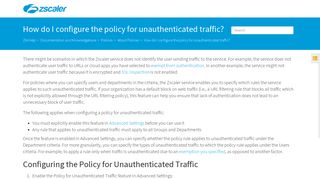 How do I configure the policy for unauthenticated traffic? | Zscaler