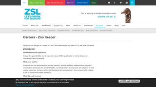 Careers - Zoo Keeper | Zoological Society of London (ZSL)