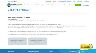 ZTE MF65 Manuals - WorldSIM