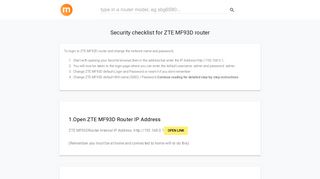 192.168.0.1 - ZTE MF93D Router login and password - modemly
