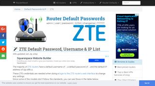 ZTE Default Password, Login & IP List (updated August 2018 ...