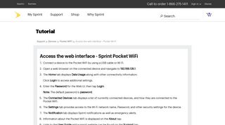 Access the web interface - Pocket Wi-Fi - Sprint