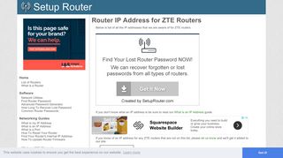 Default router IP addresses for ZTE routers. - SetupRouter
