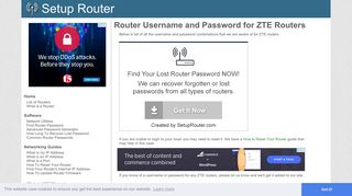 Router Username and Password for ZTE Routers - SetupRouter