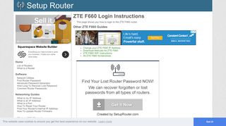 Login to ZTE F660 Router - SetupRouter