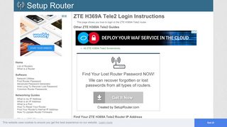 How to Login to the ZTE H369A Tele2 - SetupRouter