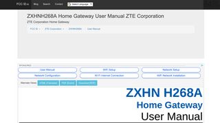 ZXHNH268A Home Gateway User Manual ZTE Corporation - FCC ID