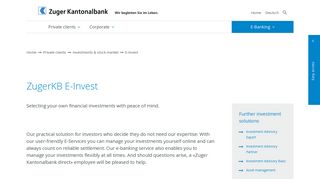 E-Invest - Zuger Kantonalbank
