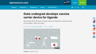 Duke undergrad develops vaccine carrier device for Uganda ...