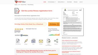 Zumba Fitness Registration Form - Fill Online, Printable, Fillable ...