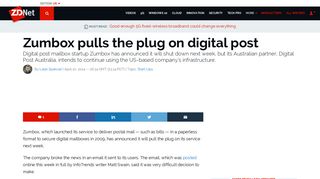 Zumbox pulls the plug on digital post | ZDNet
