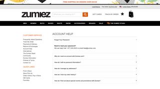 Account Information | Order History | Password Retrieval | Zumiez