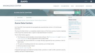 Zuora Data Centers - Zuora