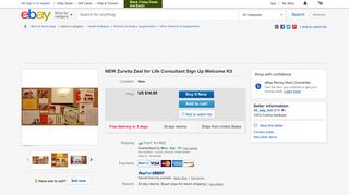 NEW Zurvita Zeal for Life Consultant Sign Up Welcome Kit | eBay