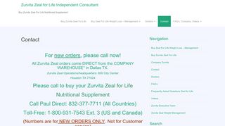 Contact – Zurvita Zeal for Life Independent Consultant